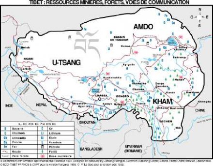 Carte des ressources du Tibet